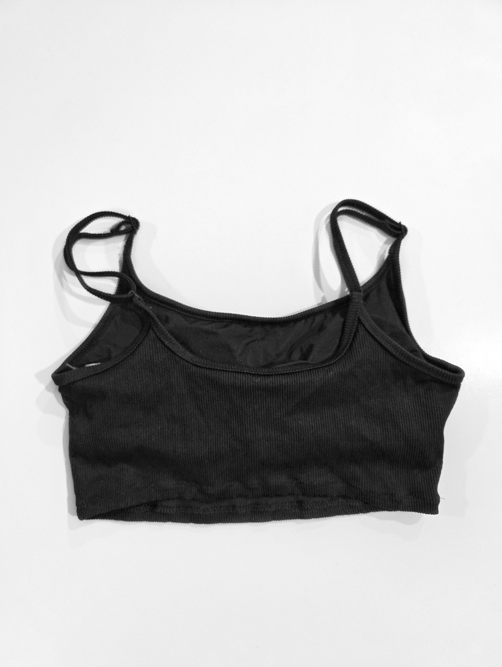 NWT AERIE Black Ribbed Scoop Longline Swim Bikini Top - Picture 3 of 7